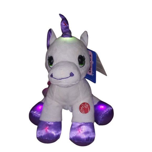 Claires Club Unicorn Play and Sound Stuffed Animal Glimmer Purple Feet Musical P - Picture 11 of 12